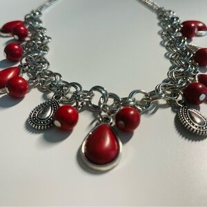 Paparazzi Red and Silver Statement Necklace